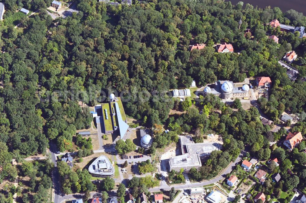 Aerial image Potsdam - Research building and office complex Leibniz-Institut fuer Astrophysik Potsdam on street An der Sternwarte in the district Babelsberg Nord in Potsdam in the state Brandenburg, Germany