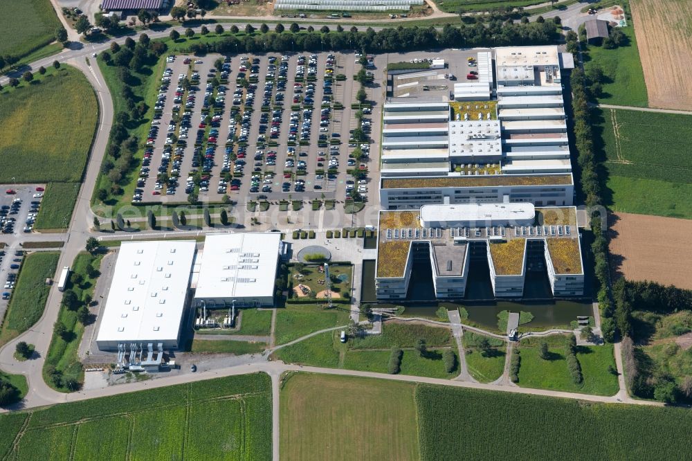 Aerial image Untergruppenbach - Research building and office complex of Magna PT B.V. & Co. KG at the Hermann-Hagenmeyer-Strasse in Untergruppenbach in the state Baden-Wurttemberg, Germany