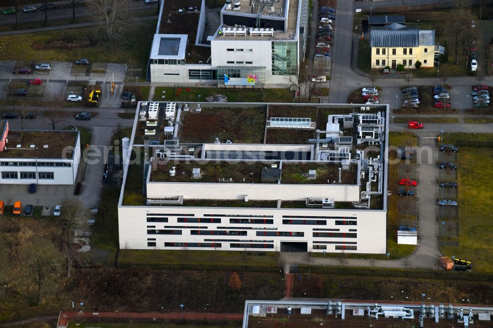 Halle (Saale) from the bird's eye view: Research building and office complex of Navigo Proteins GmbH in of Heinrich-Damerow-Strasse in Halle (Saale) in the state Saxony-Anhalt, Germany