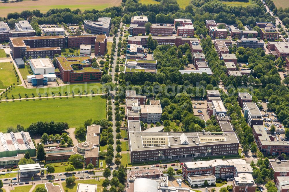 Dortmund from the bird's eye view: Research building and office complex Technologie Zentrum Dortmund on Emil-Figge-Strasse in Dortmund in the state North Rhine-Westphalia, Germany