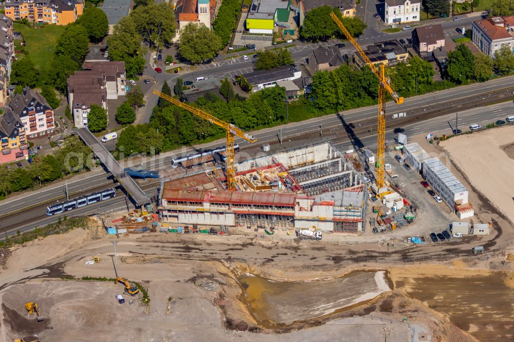 Bochum from the bird's eye view: Construction site of research building and office complex Zentrum fuer das Engineering Smarter Produkt-Service Systeme (ZESS) in the district Laer in Bochum at Ruhrgebiet in the state North Rhine-Westphalia, Germany