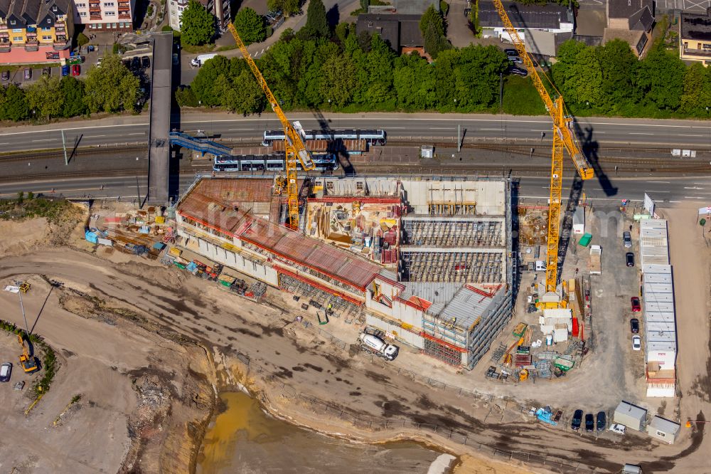 Aerial image Bochum - Construction site of research building and office complex Zentrum fuer das Engineering Smarter Produkt-Service Systeme (ZESS) in the district Laer in Bochum at Ruhrgebiet in the state North Rhine-Westphalia, Germany