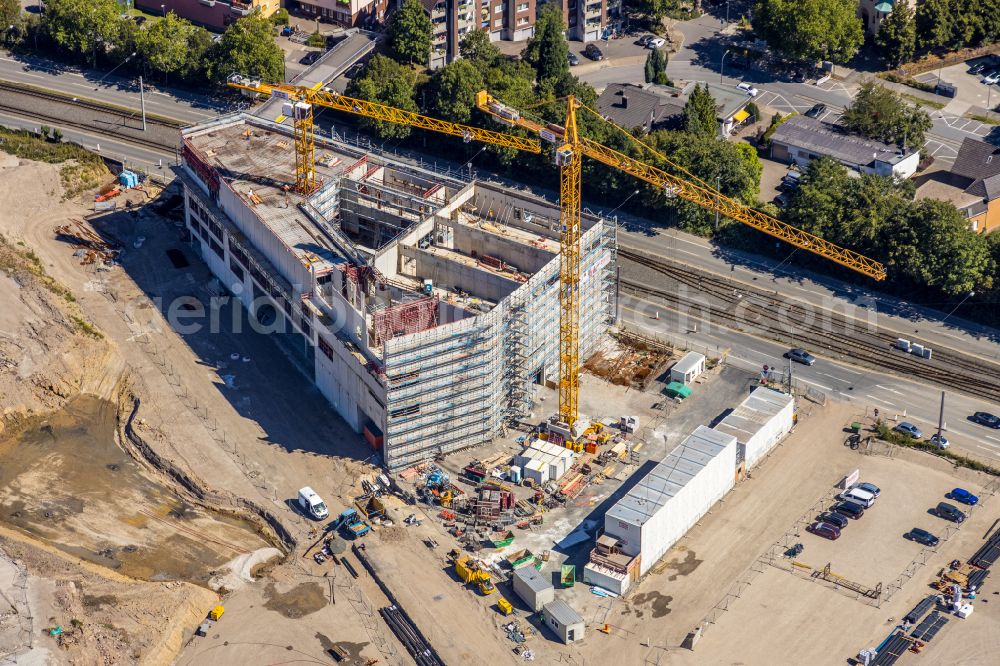 Bochum from above - Construction site of research building and office complex Zentrum fuer das Engineering Smarter Produkt-Service Systeme (ZESS) in the district Laer in Bochum at Ruhrgebiet in the state North Rhine-Westphalia, Germany