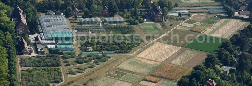 Berlin from above - Research facility of the Humboldt-Universitys greenhouse for researching of new technologys and cultivation methods in the Lentzallee in Berlin