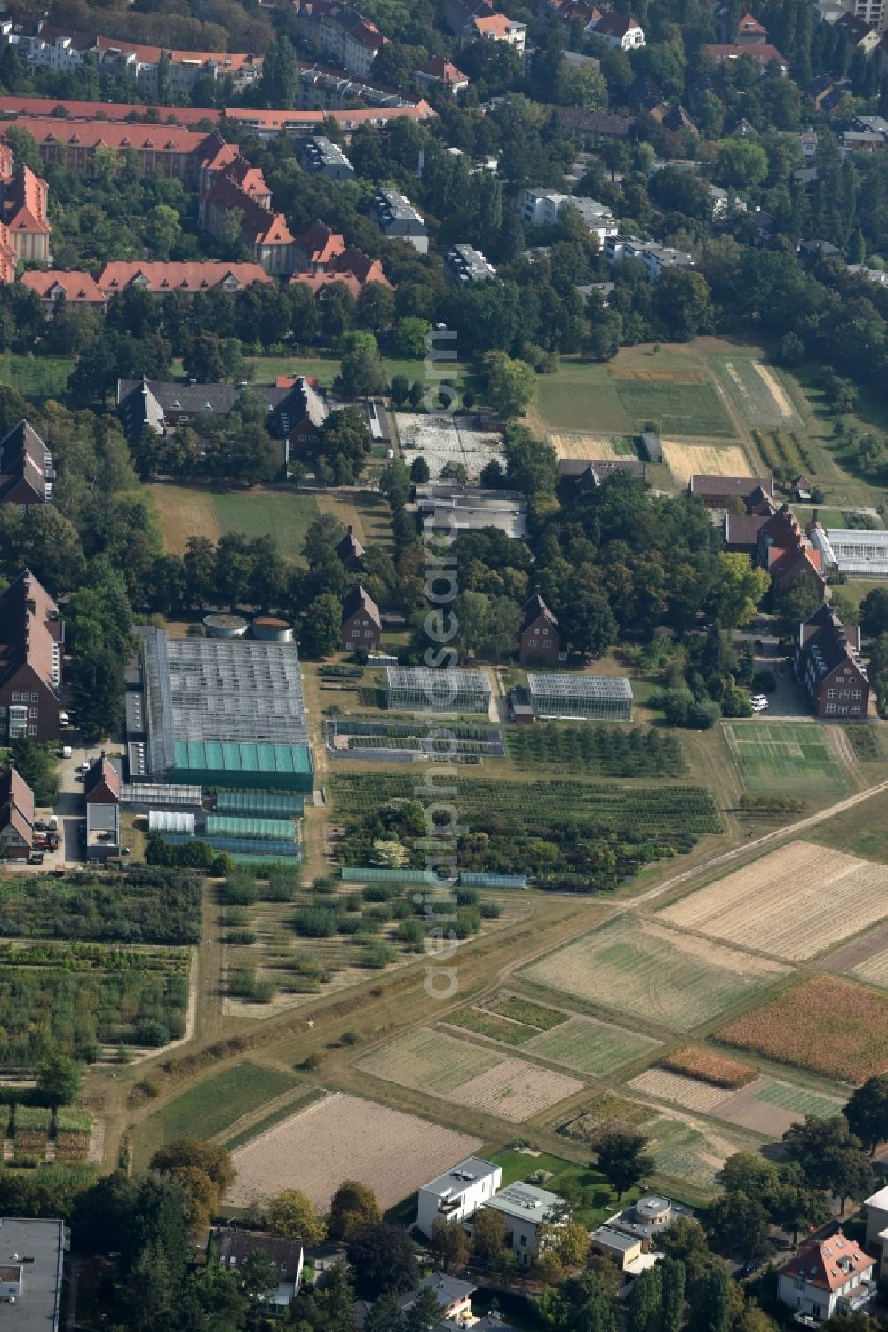 Berlin from the bird's eye view: Research facility of the Humboldt-Universitys greenhouse for researching of new technologys and cultivation methods in the Lentzallee in Berlin