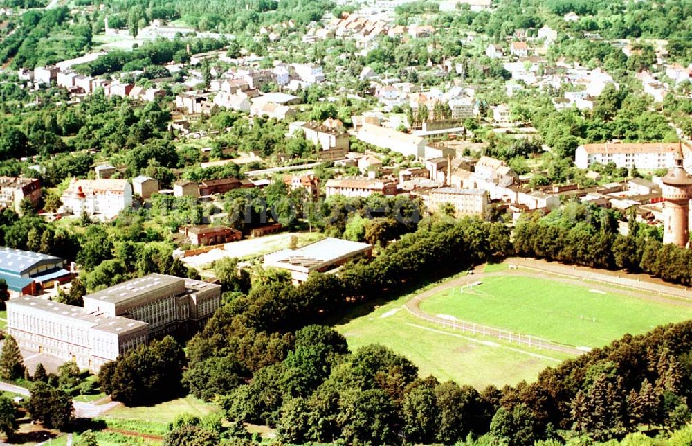 Forst / BRB from the bird's eye view: Forst Stadtbereich am Stadion