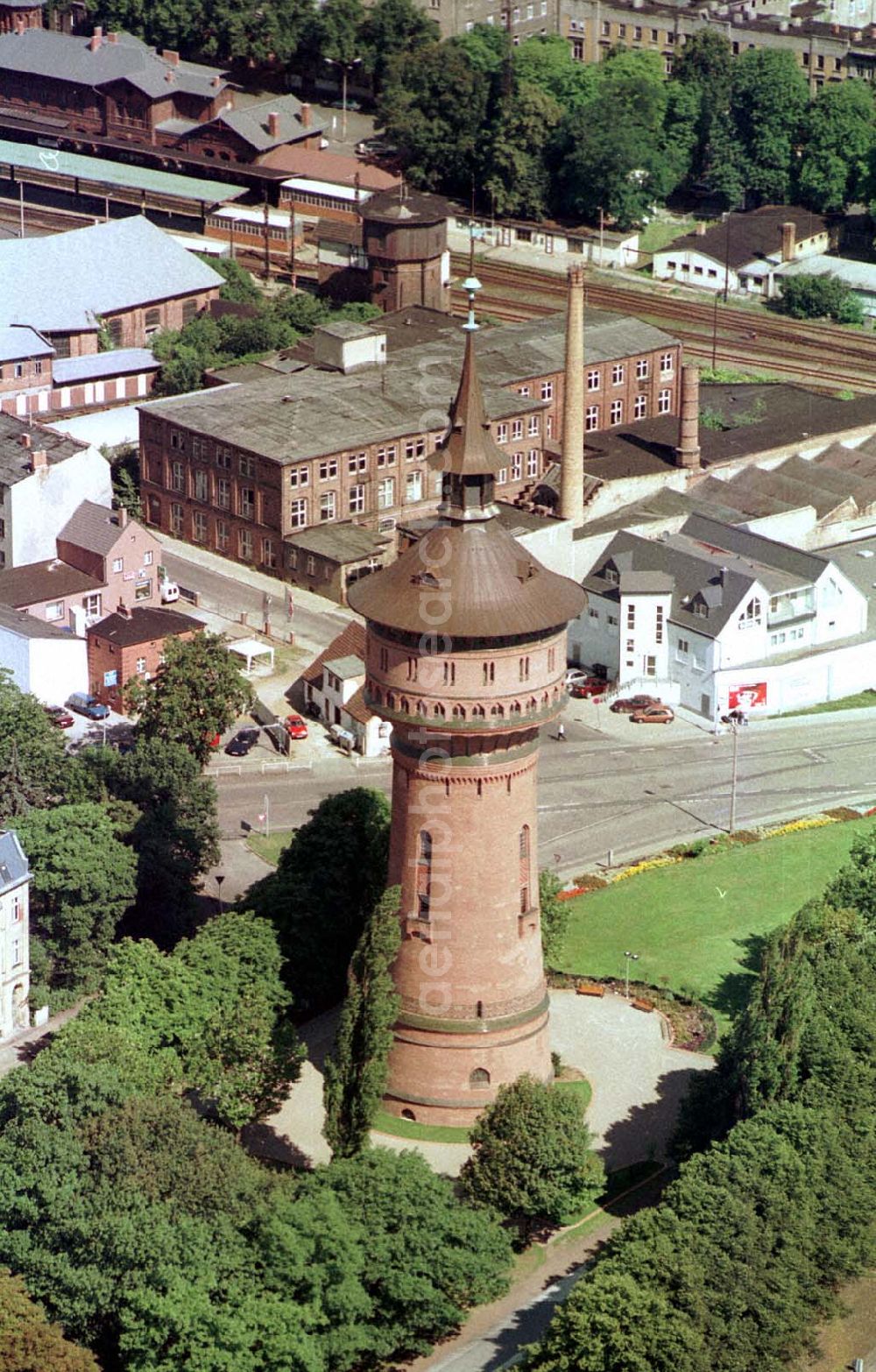 Aerial image Forst / BRB - Forst Stadtbereich mit Wasserturm