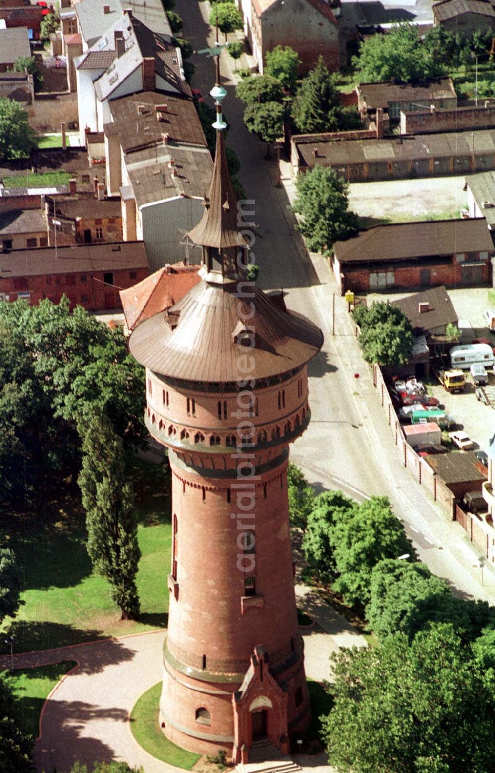 Forst / BRB from the bird's eye view: Forst Stadtbereich mit Wasserturm