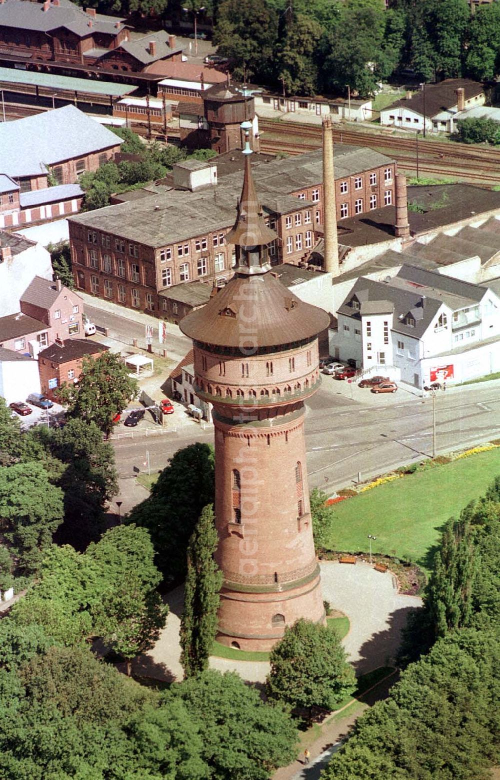 Forst / BRB from the bird's eye view: Forst Stadtbereich mit Wasserturm