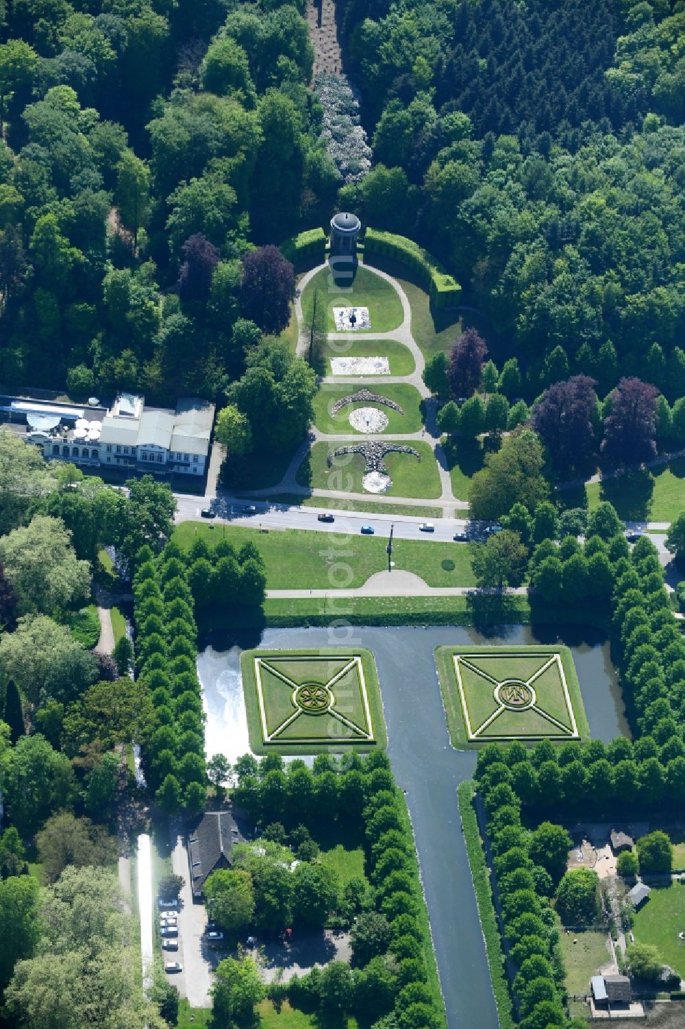 Kleve from above - Park of Forstgarten Kleve on Joseph-Beuys-Allee in Kleve in the state North Rhine-Westphalia, Germany