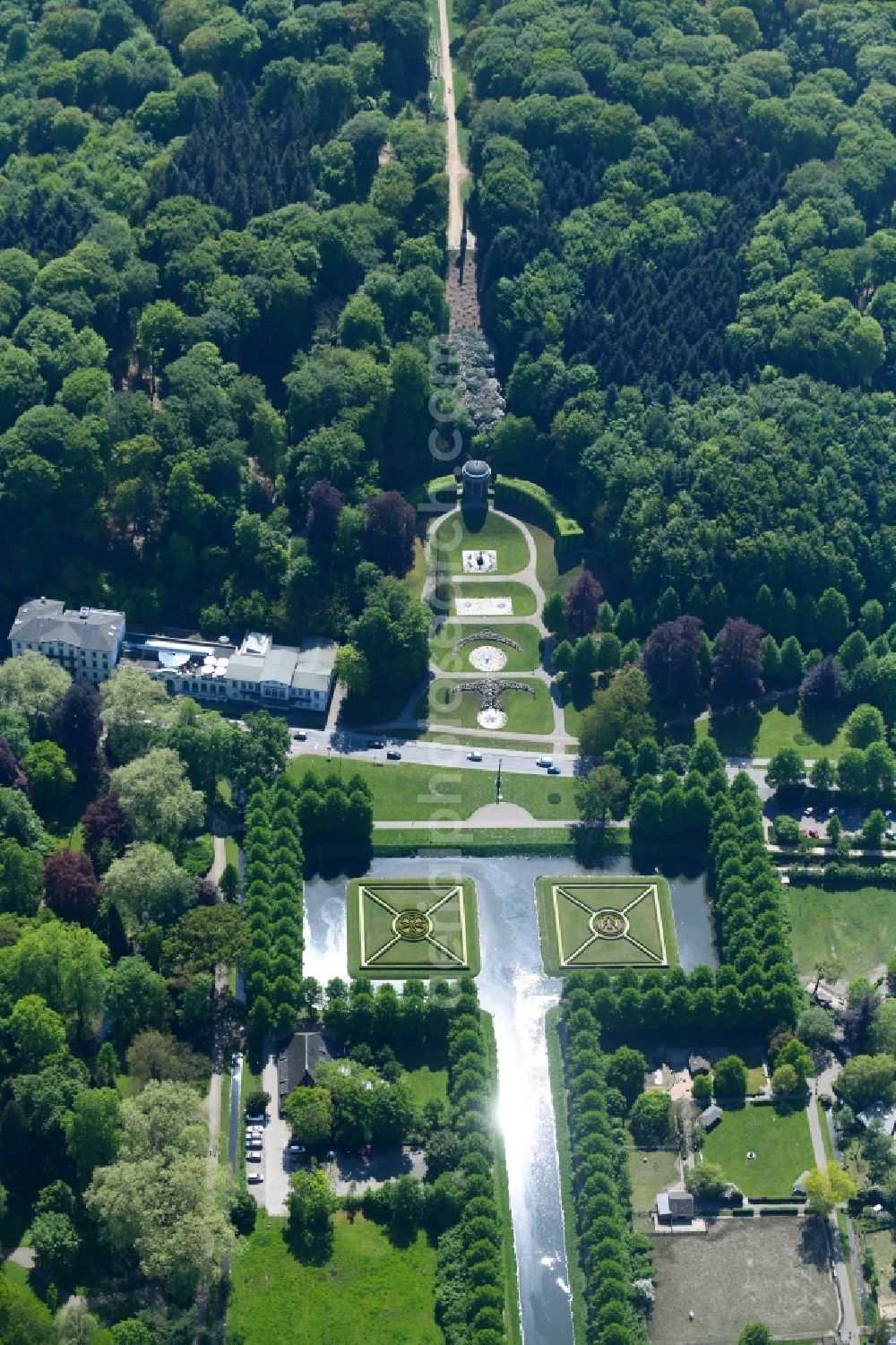 Kleve from the bird's eye view: Park of Forstgarten Kleve on Joseph-Beuys-Allee in Kleve in the state North Rhine-Westphalia, Germany