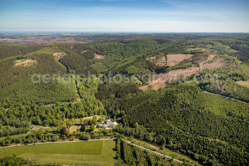 Arnsberg from above - Forest areas in in Arnsberg at Sauerland in the state North Rhine-Westphalia, Germany