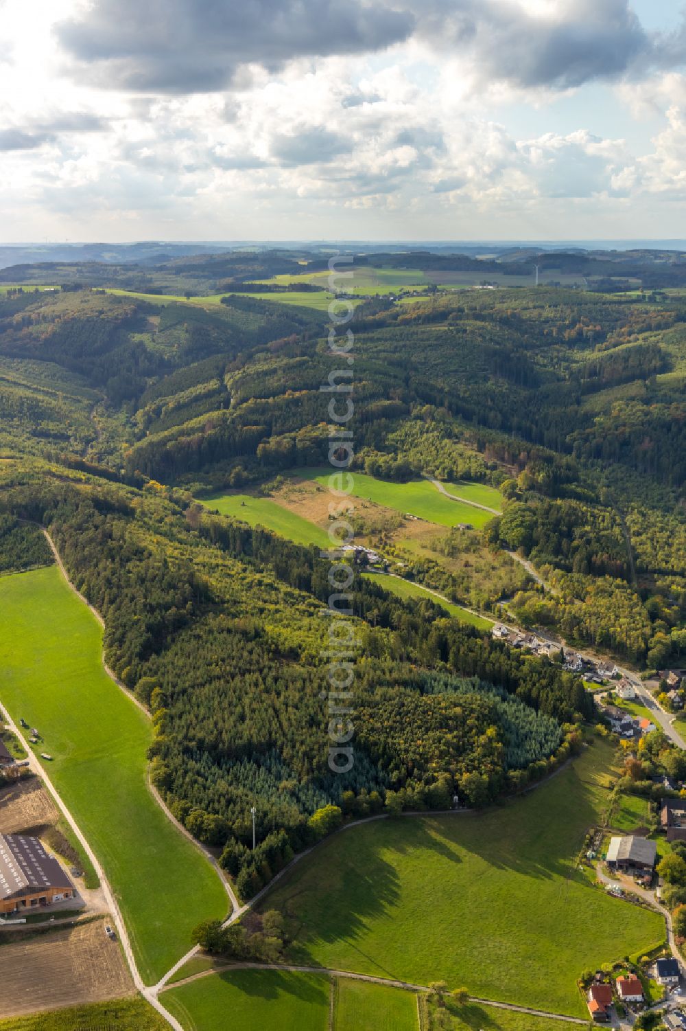 Aerial photograph Balve - Forest areas in in Balve in the state North Rhine-Westphalia, Germany