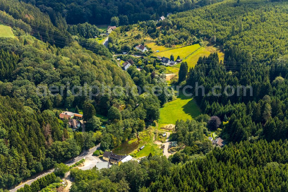 Ennepetal from above - Forest areas in in Ennepetal in the state North Rhine-Westphalia, Germany