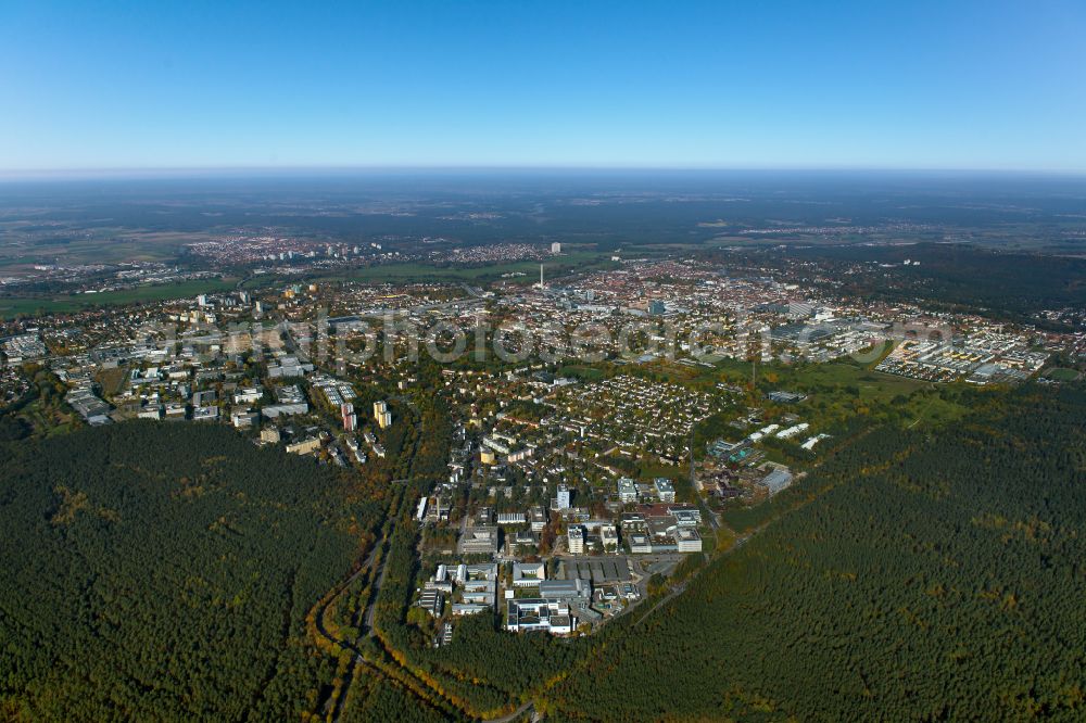 Erlangen from the bird's eye view: Forest areas in in Erlangen in the state Bavaria, Germany