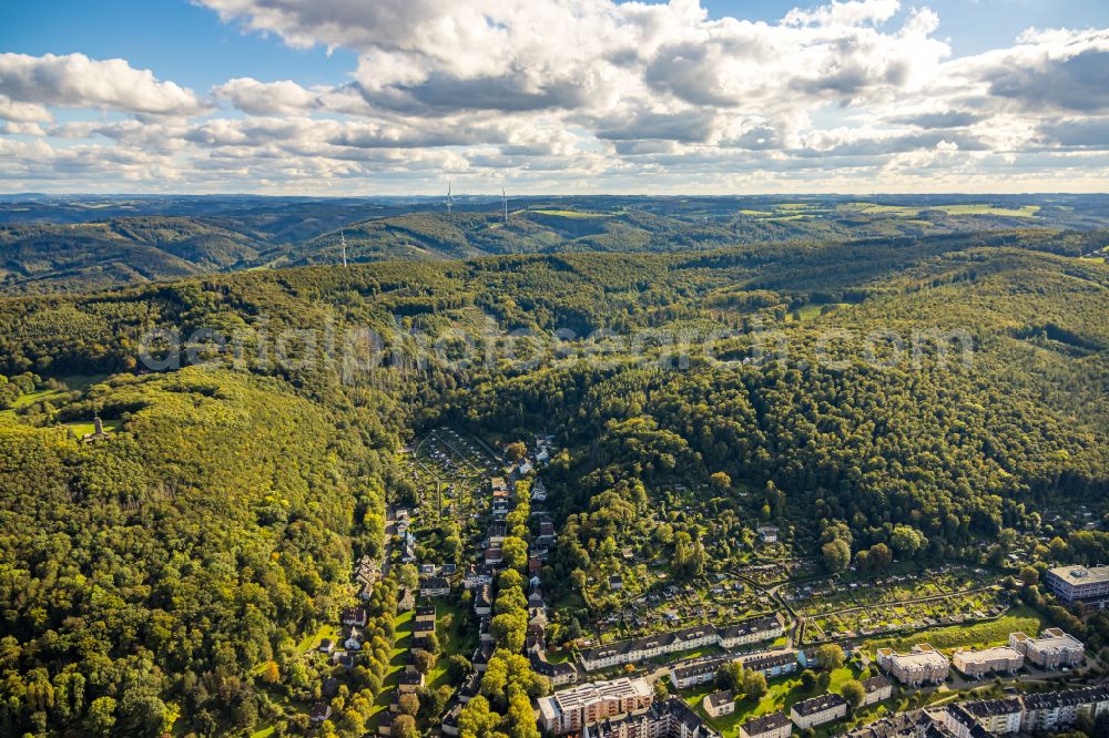 Hagen from the bird's eye view: Forest areas in in Hagen at Ruhrgebiet in the state North Rhine-Westphalia, Germany