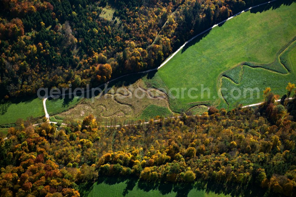 Aerial photograph Herbrechtingen - Forest areas in in Herbrechtingen in the state Baden-Wuerttemberg, Germany