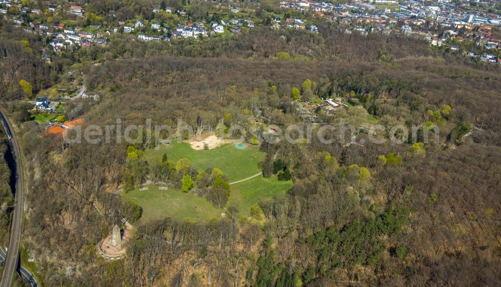 Witten from above - Forest areas in Hohenstein in Witten at Ruhrgebiet in the state North Rhine-Westphalia, Germany