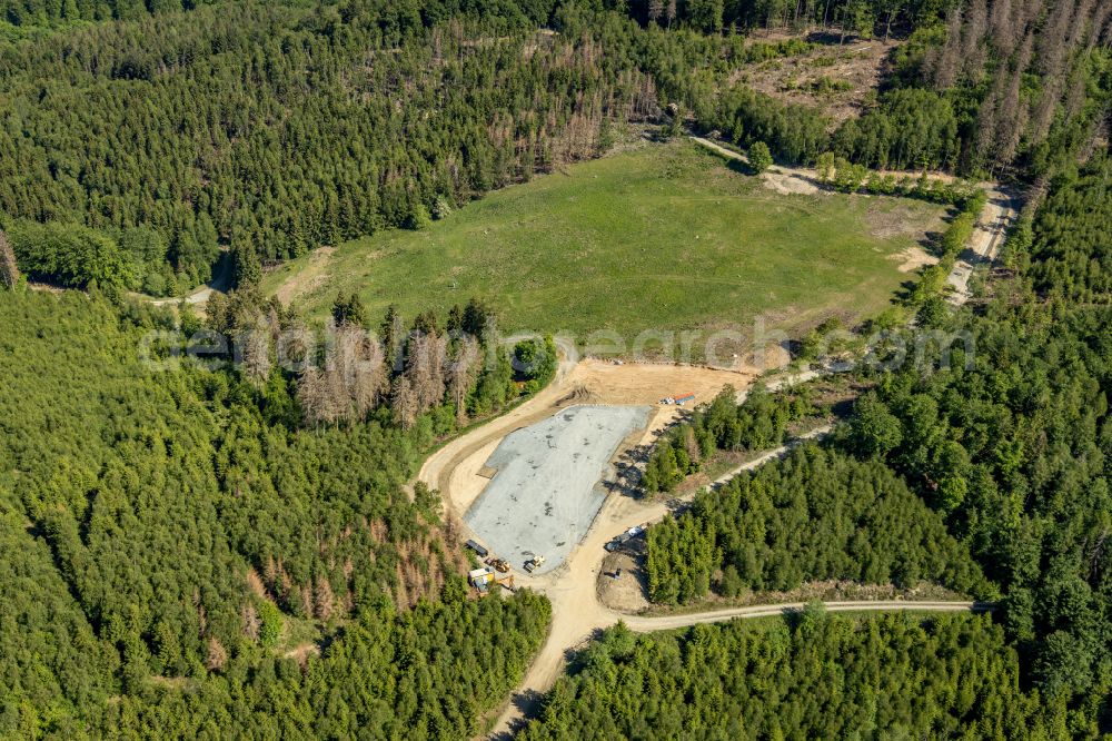 Aerial image Meschede - Forest areas in in Meschede at Sauerland in the state North Rhine-Westphalia, Germany