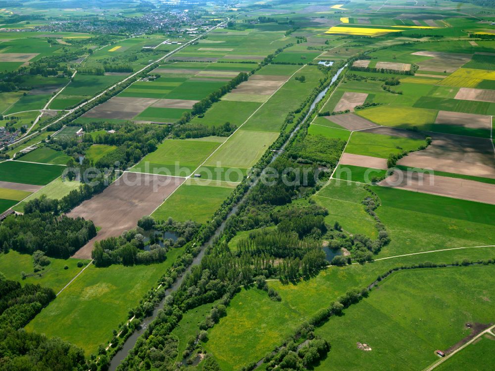 Riedlingen from above - Forest areas in in Riedlingen in the state Baden-Wuerttemberg, Germany