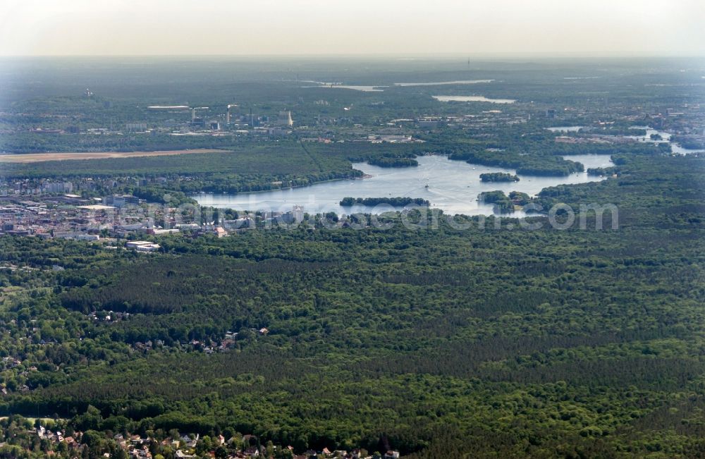 Berlin from the bird's eye view: Forest areas in Tegeler Forst in the district Tegel in Berlin, Germany