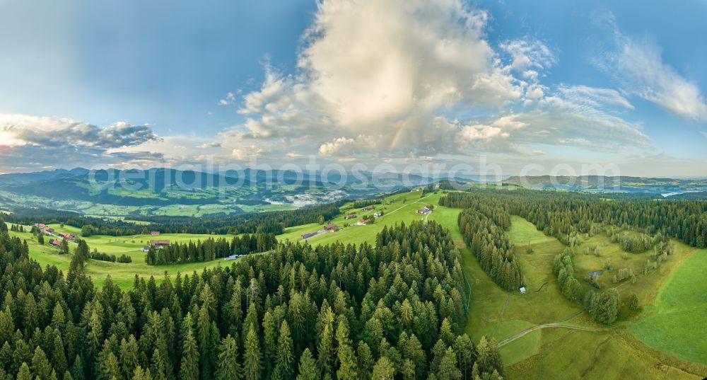 Sulzberg from above - Forest areas in with meadow landscape on street Dorf in Sulzberg in Vorarlberg, Austria