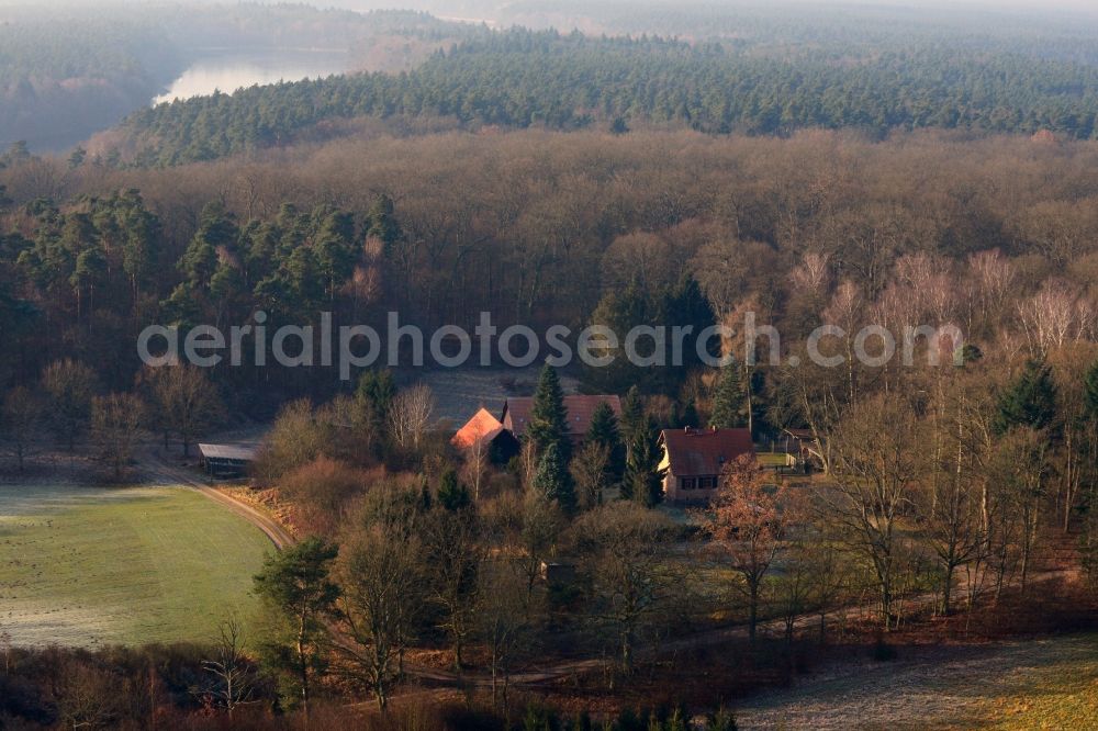 Aerial photograph Friedrichswalde - Forest House Fridrichswalde in the forest area of Schorfheide on Wuckersee in Brandenburg