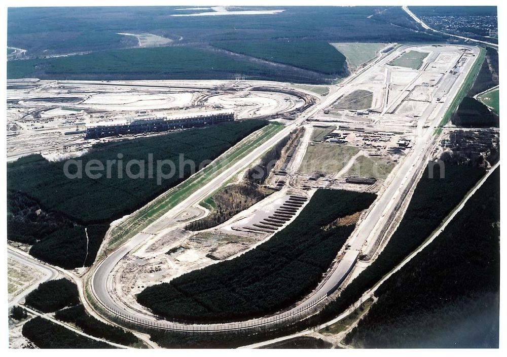 Klettwitz bei Schwarzheide / Brandenburg from above - Fortgeschrittene Baustelle des LAUSITZ-Ringes in Klettwitz an der Autobahn Berlin - Dresden.