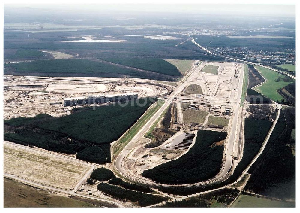 Aerial image Klettwitz bei Schwarzheide / Brandenburg - Fortgeschrittene Baustelle des LAUSITZ-Ringes in Klettwitz an der Autobahn Berlin - Dresden.