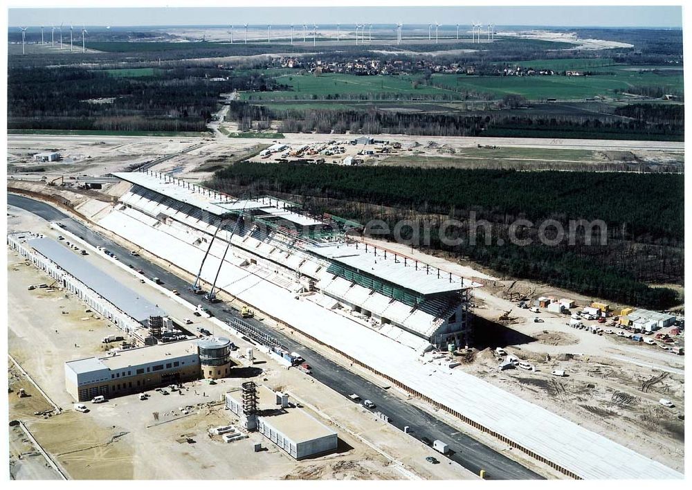 Aerial photograph Klettwitz bei Schwarzheide / Brandenburg - Fortgeschrittene Baustelle des LAUSITZ-Ringes in Klettwitz an der Autobahn Berlin - Dresden.