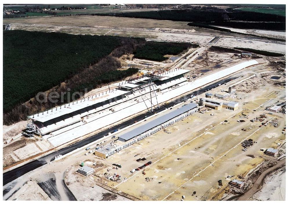 Klettwitz bei Schwarzheide / Brandenburg from above - Fortgeschrittene Baustelle des LAUSITZ-Ringes in Klettwitz an der Autobahn Berlin - Dresden.