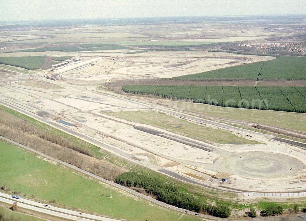 Aerial photograph Klettwitz bei Schwarzheide / Brandenburg - Fortgeschrittene Baustelle des LAUSITZ-Ringes in Klettwitz an der Autobahn Berlin - Dresden.