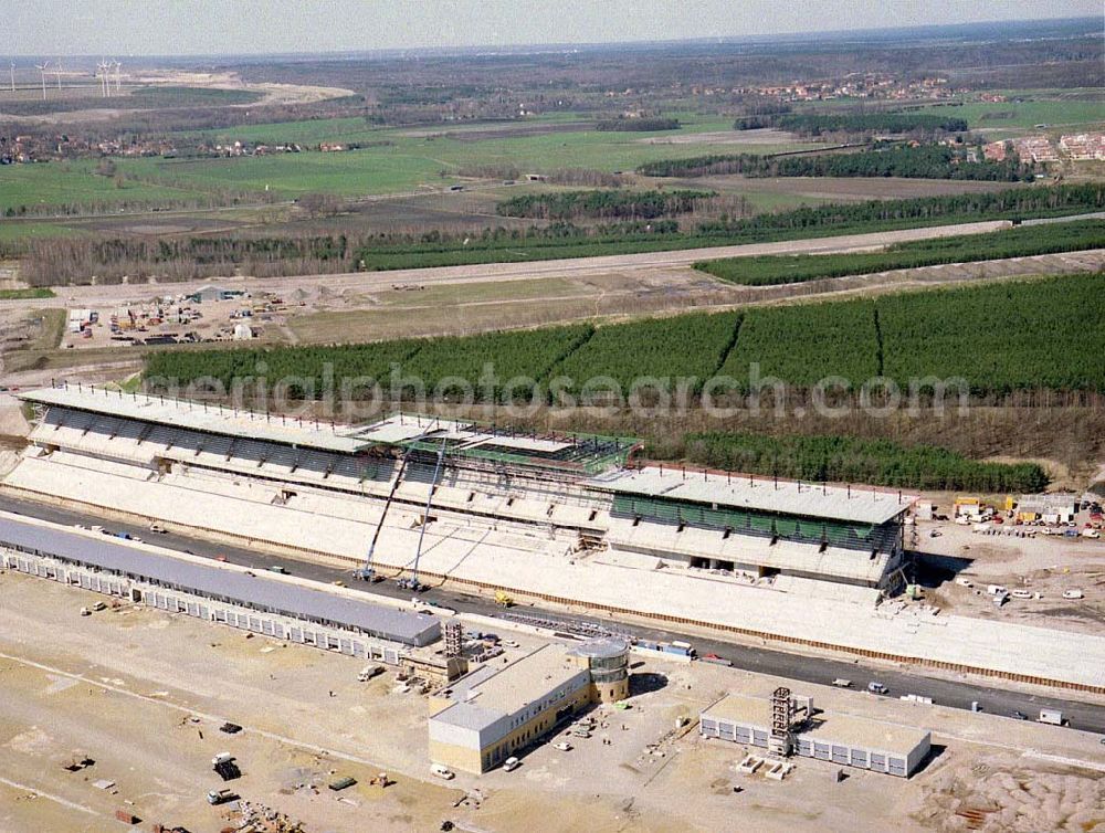 Aerial image Klettwitz bei Schwarzheide / Brandenburg - Fortgeschrittene Baustelle des LAUSITZ-Ringes in Klettwitz an der Autobahn Berlin - Dresden.