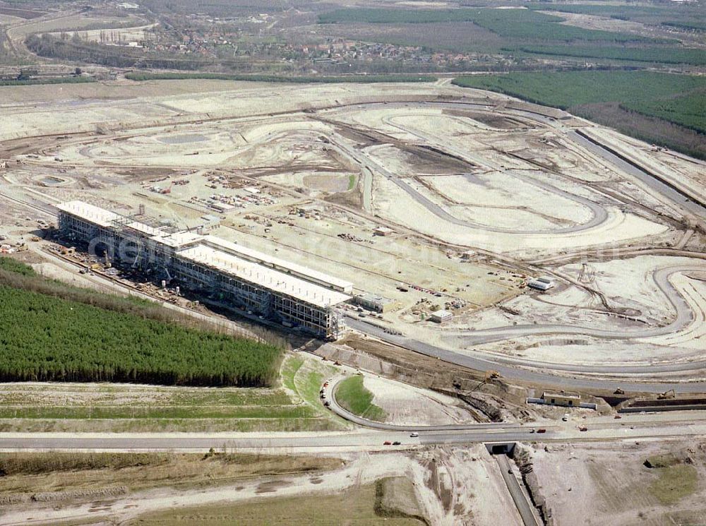 Aerial photograph Klettwitz bei Schwarzheide / Brandenburg - Fortgeschrittene Baustelle des LAUSITZ-Ringes in Klettwitz an der Autobahn Berlin - Dresden.