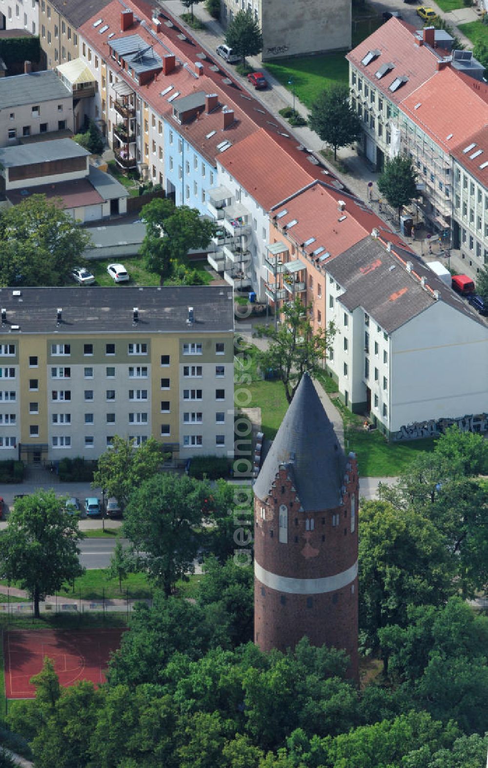 Bernau from above - Look at the water tower of Bernau. The landmarked building was responsible for the pressure exchange in the city's water system