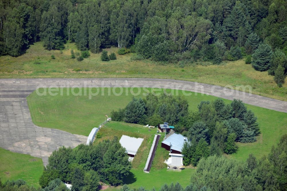 Aerial photograph Werneuchen - View at for recreation and leisure converted former airplane shelter at the airfield in Werneuchen in the federal state of Brandenburg