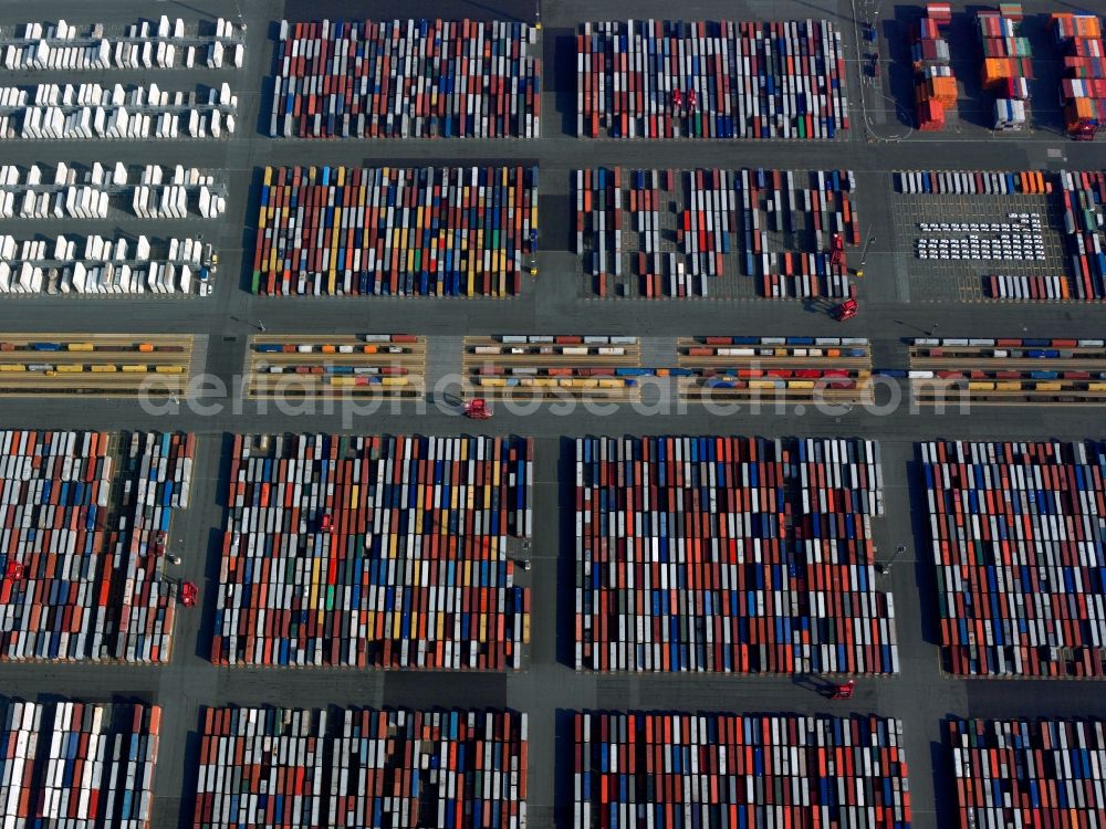 Bremerhaven from the bird's eye view: View of freight in Bremerhaven in the state Bremen