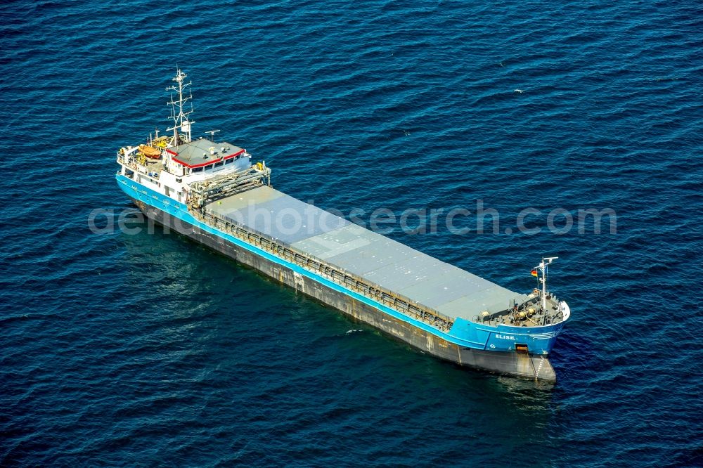 Aerial photograph Dassow - Cargo ships and bulk carriers ELISE (IMO: 9454462 MMSI: 305 170 000) in driving on the water surface of the Baltic Sea in Dassow in Mecklenburg - West Pomerania