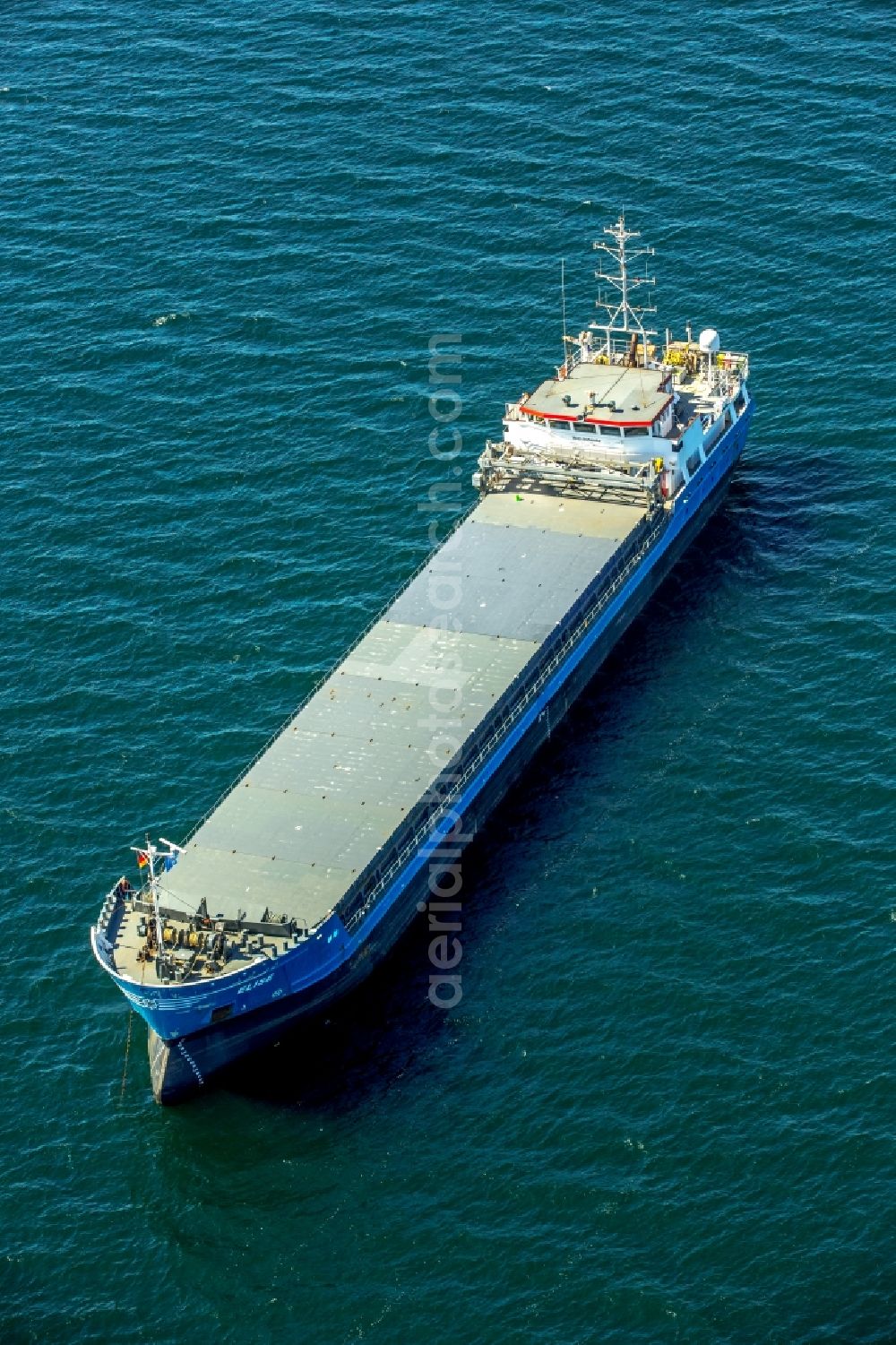 Dassow from the bird's eye view: Cargo ships and bulk carriers ELISE (IMO: 9454462 MMSI: 305 170 000) in driving on the water surface of the Baltic Sea in Dassow in Mecklenburg - West Pomerania