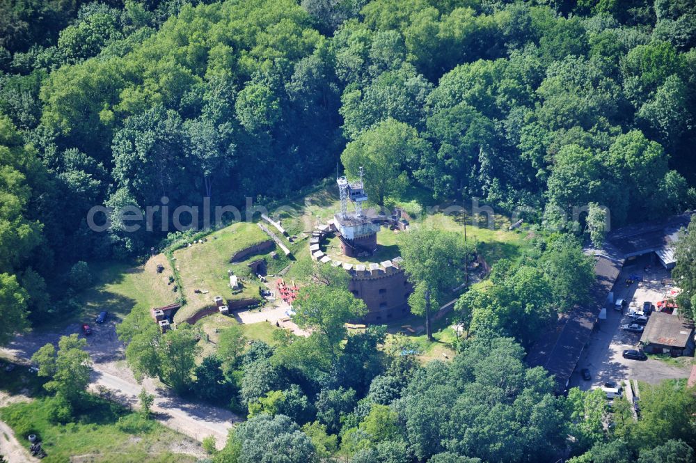 Aerial image Swinemünde - Fragments of the fortress Angel Fort - Aniola - Engelsburg on street Jachtowa in Swinemuende in West Pomeranian, Poland