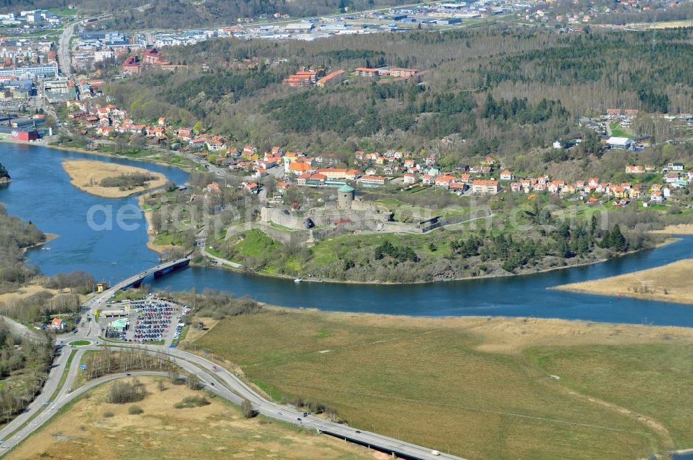 Kungälv from the bird's eye view: Fragments of the fortress Bohus in Kungaelv in Schweden