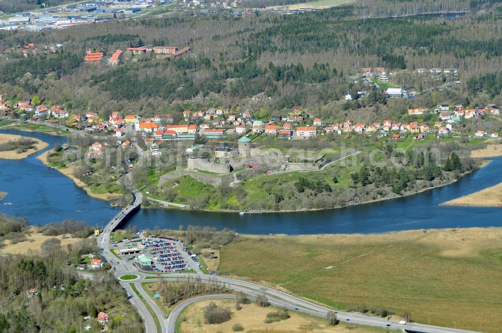 Aerial image Kungälv - Fragments of the fortress Bohus in Kungaelv in Schweden