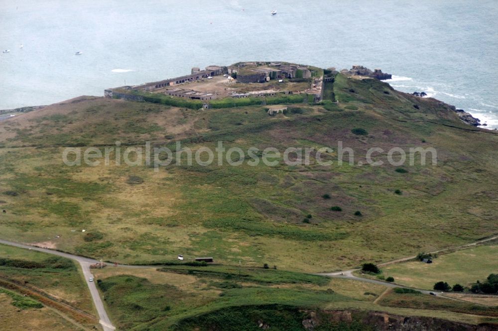 Aldernay from above - Fragments of the fortress Fort Albert in Alderney, Guernsey