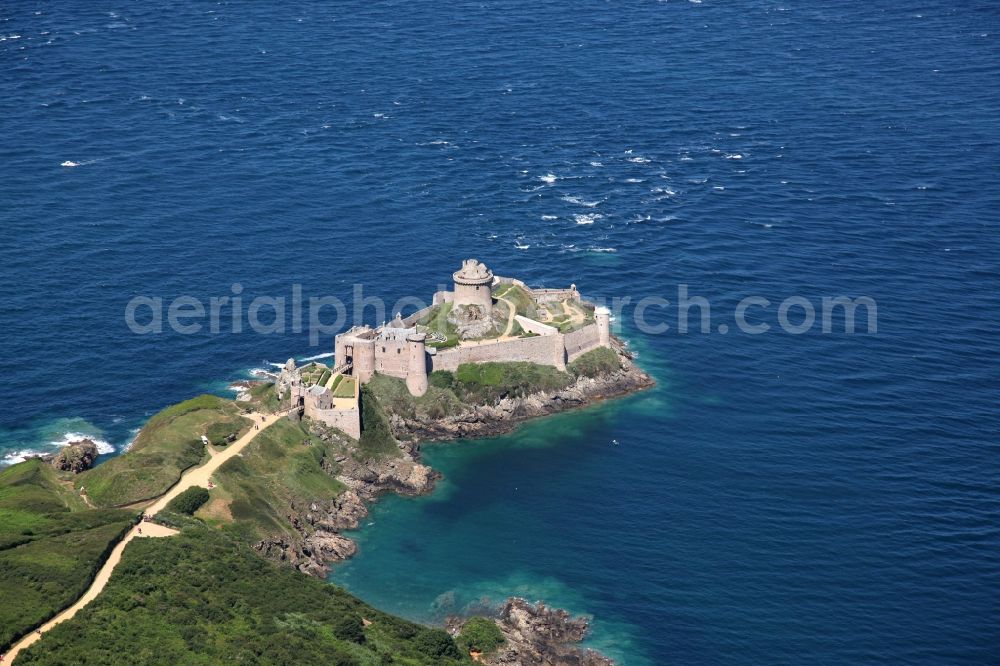 Plevenon from the bird's eye view: Fragments of the fortress Fort la Latte in Plevenon in Bretagne, France