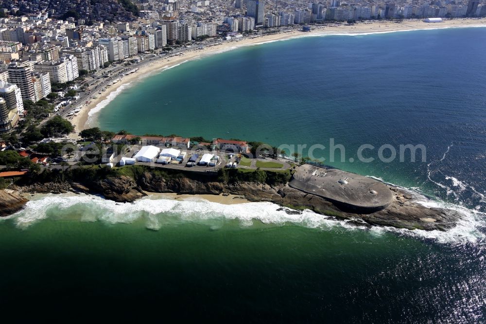 Aerial image Rio de Janeiro - Fragments of the fortress Forte de Copacabana in Rio de Janeiro in Brazil