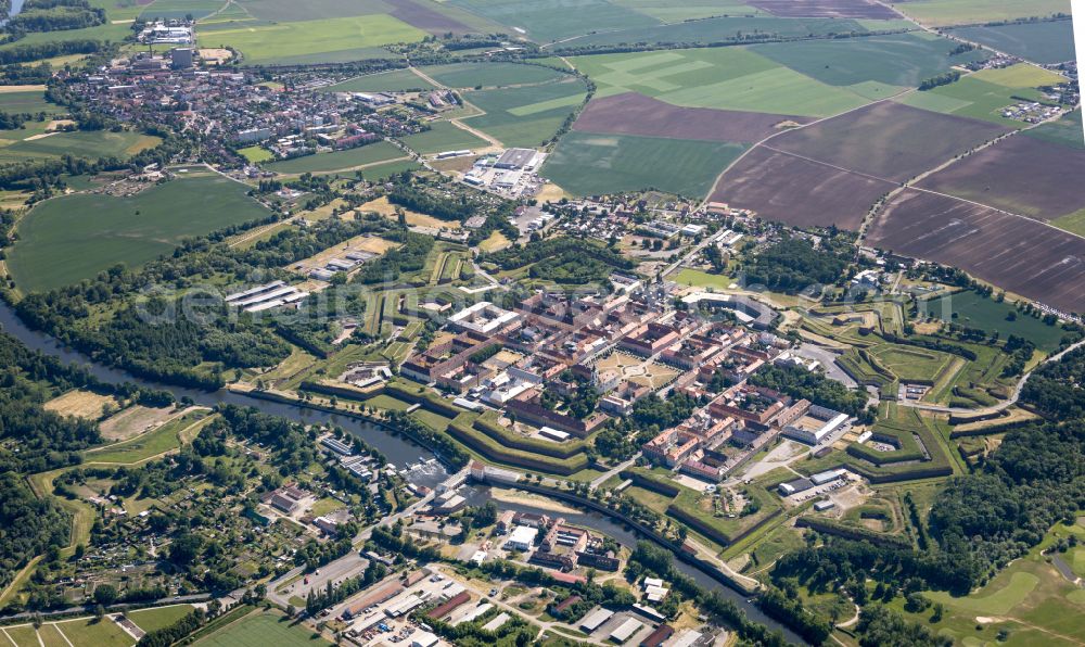 Terezin - Theresienstadt from above - Fragments of the fortress and memorial in Terezin - Theresienstadt in Ustecky kraj - Aussiger Region, Czech Republic