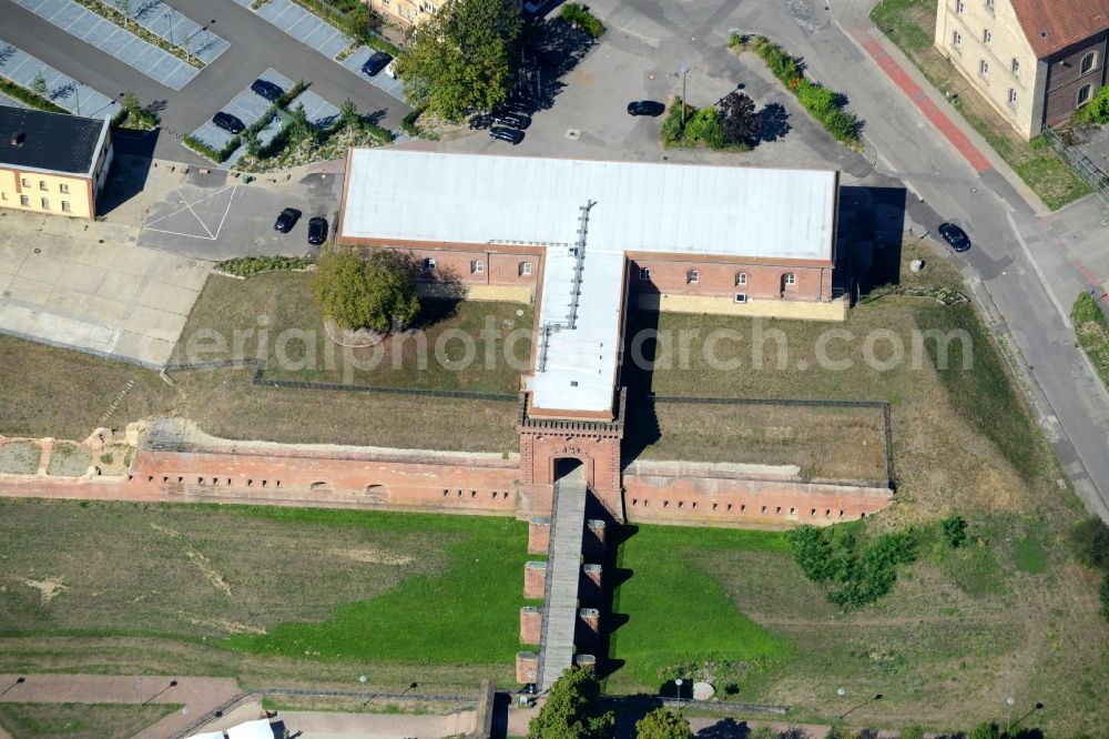 Germersheim from above - Fragments of the fortress in Germersheim in the state Rhineland-Palatinate