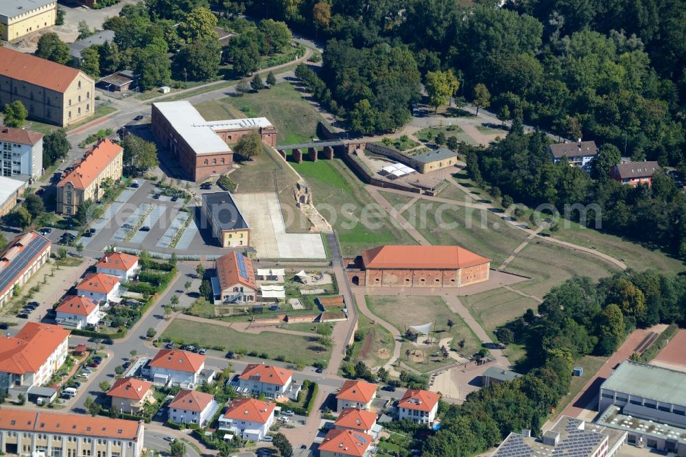 Germersheim from above - Fragments of the fortress in Germersheim in the state Rhineland-Palatinate