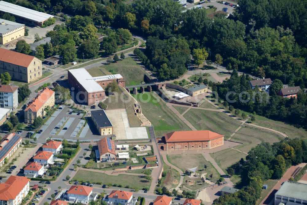 Germersheim from the bird's eye view: Fragments of the fortress in Germersheim in the state Rhineland-Palatinate