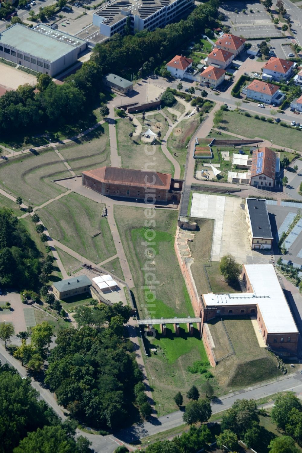 Aerial photograph Germersheim - Fragments of the fortress in Germersheim in the state Rhineland-Palatinate